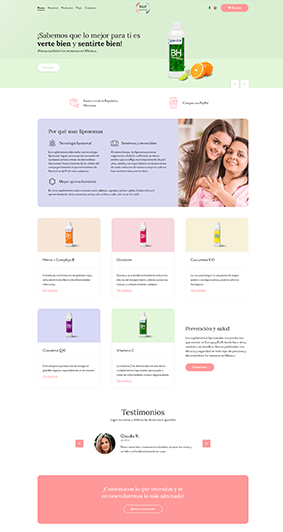 Diseñode tienda en línea para empresa de suplementos alimenticios